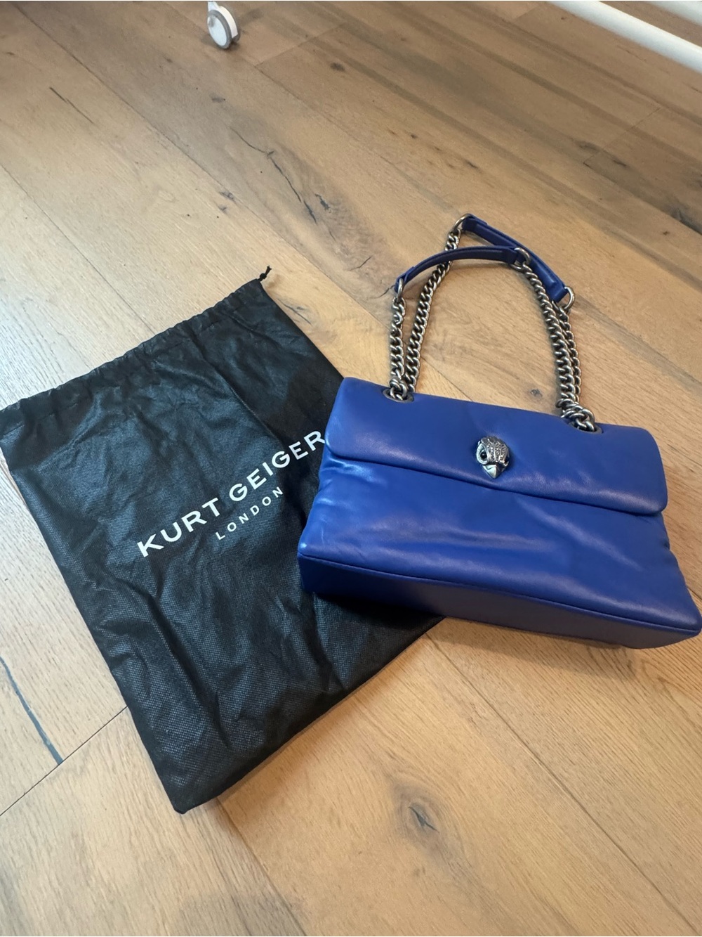 Kurt Geiger Vibrant Cobalt Leather Chain-Handle Shoulder Bag